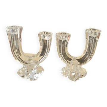 Pair of Vannes crystal candlesticks