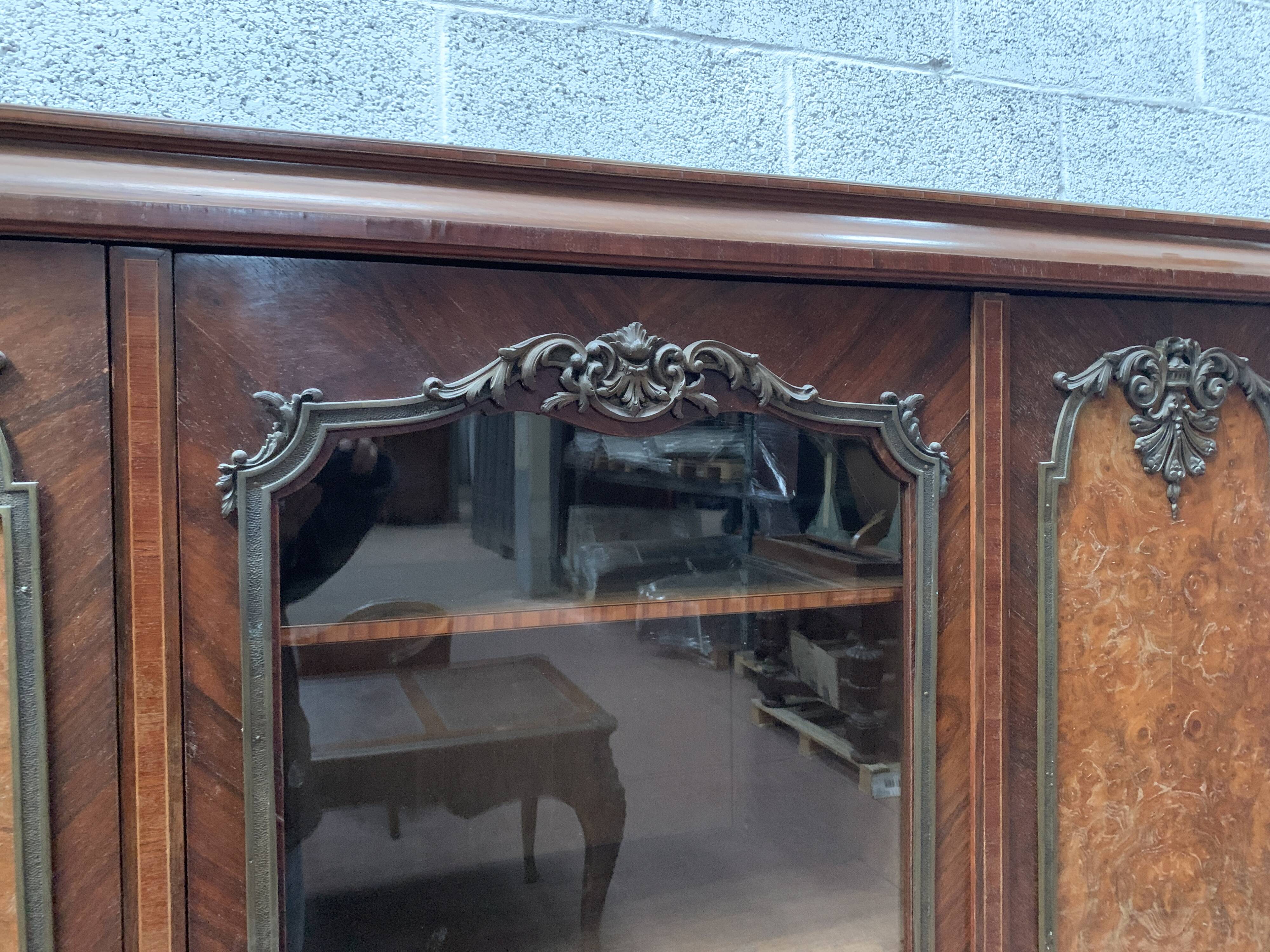 Louis XV style desk set in mahogany and burr walnut
