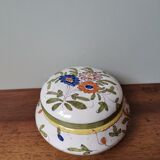 Vintage ceramic box signed hand painted flowers