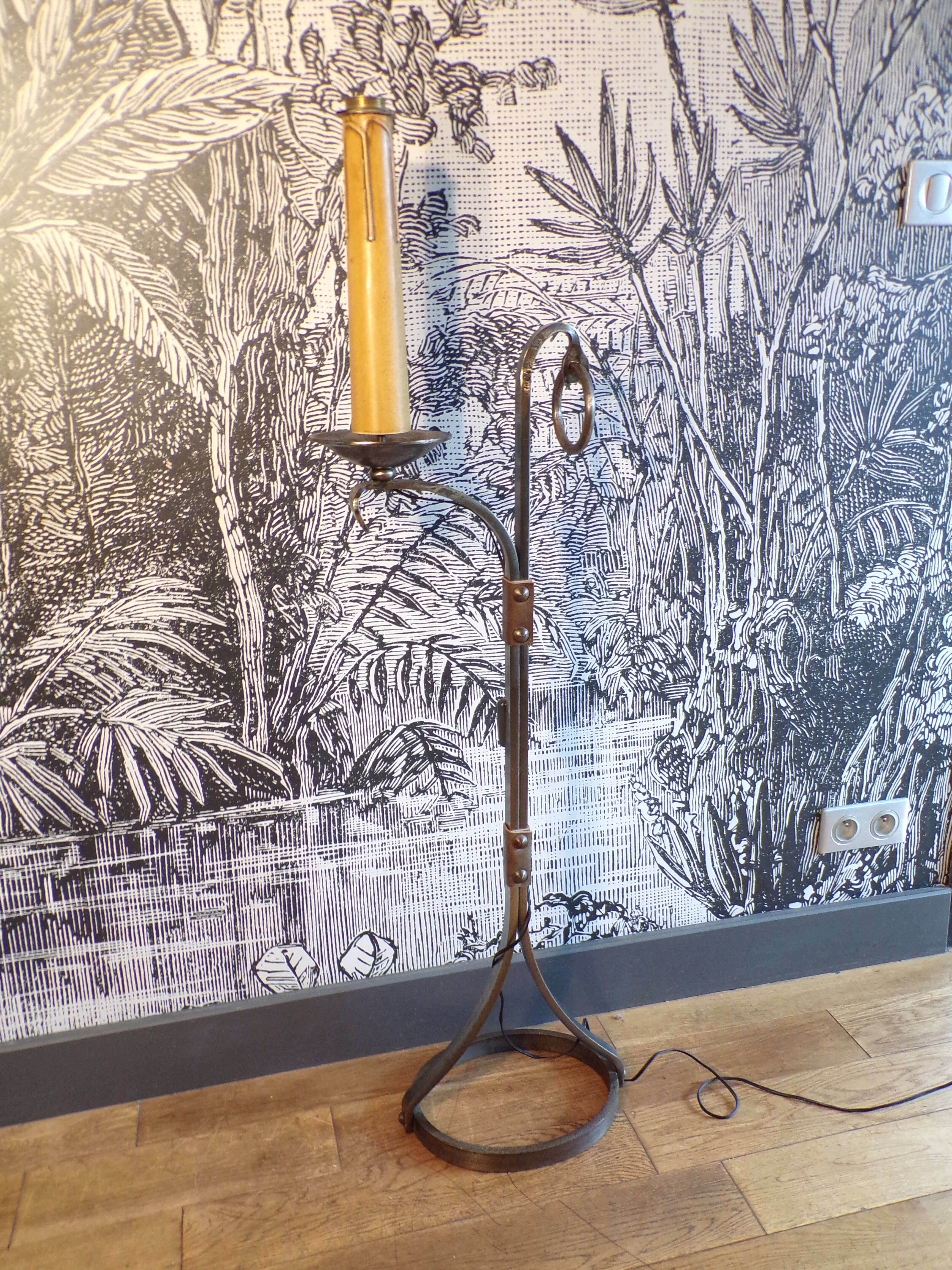 Brutalist jp Ryckaert floor lamp in wrought iron
