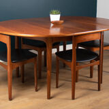 Retro Teak 1960s Round Dining Table & Four Space Saving Chairs By Nathan