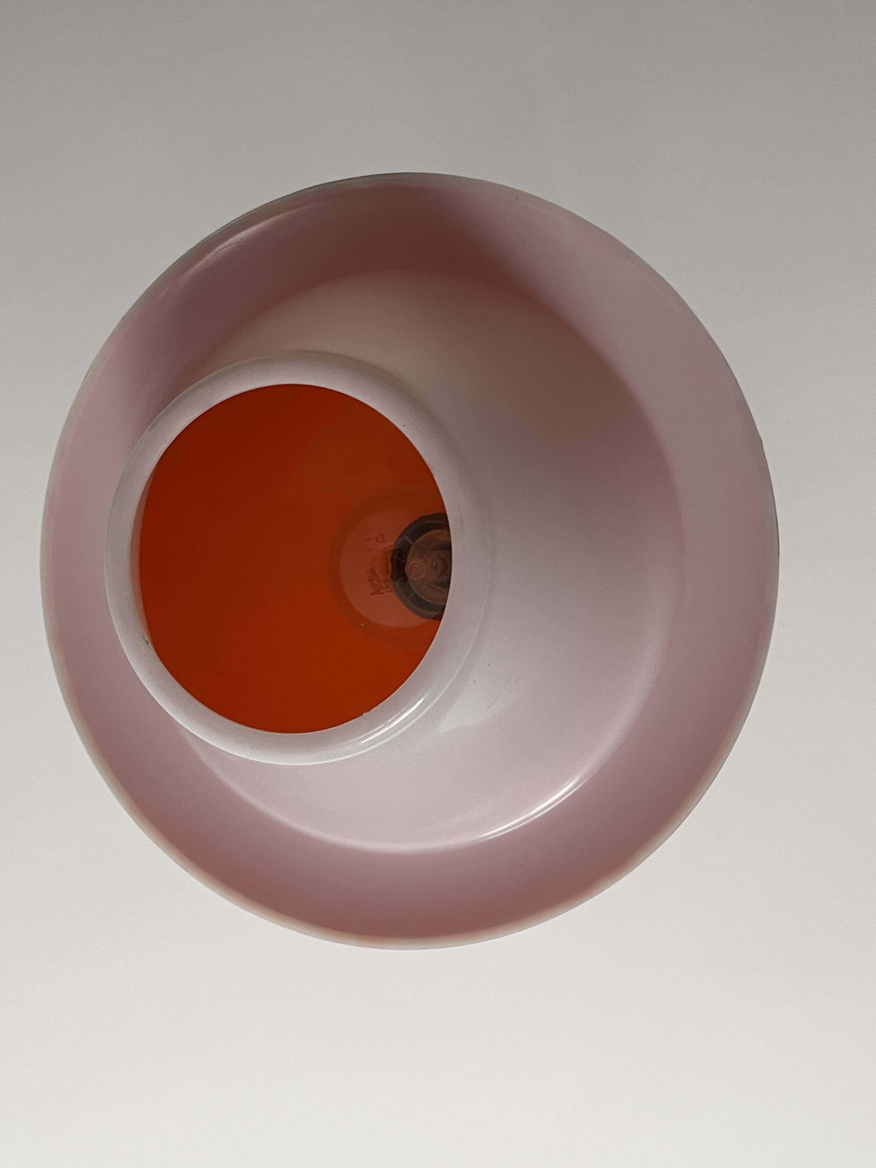Plafonnier "champignon" orange et blanc vintage (1960-1970)
