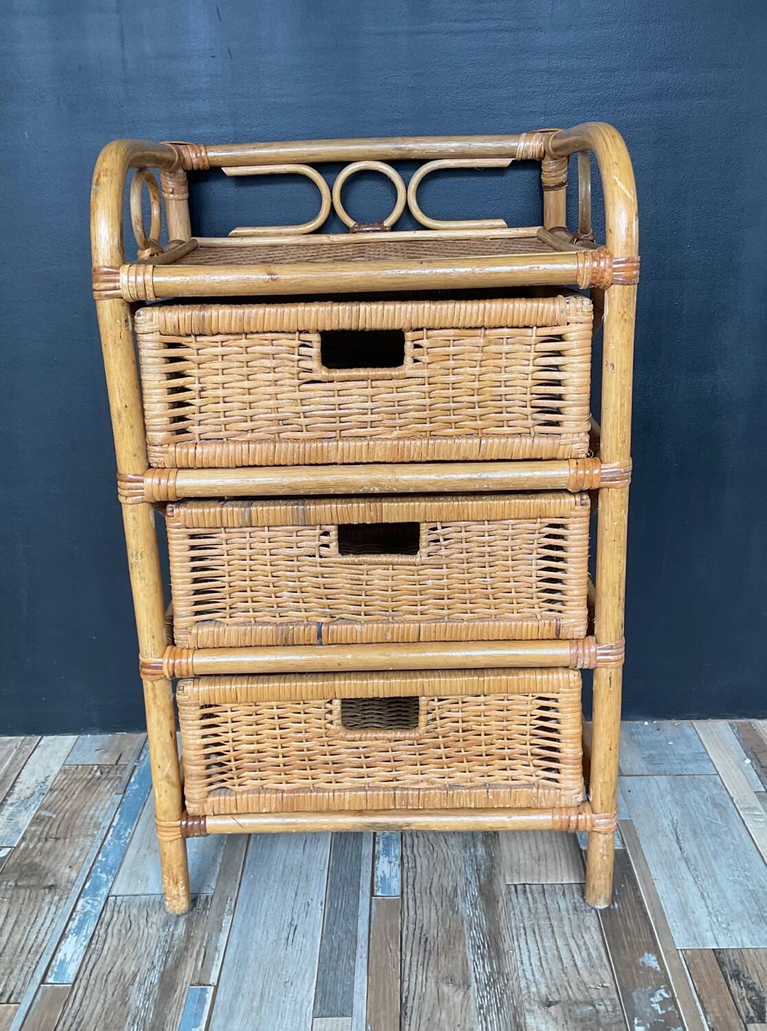 Vintage rattan chiffonier