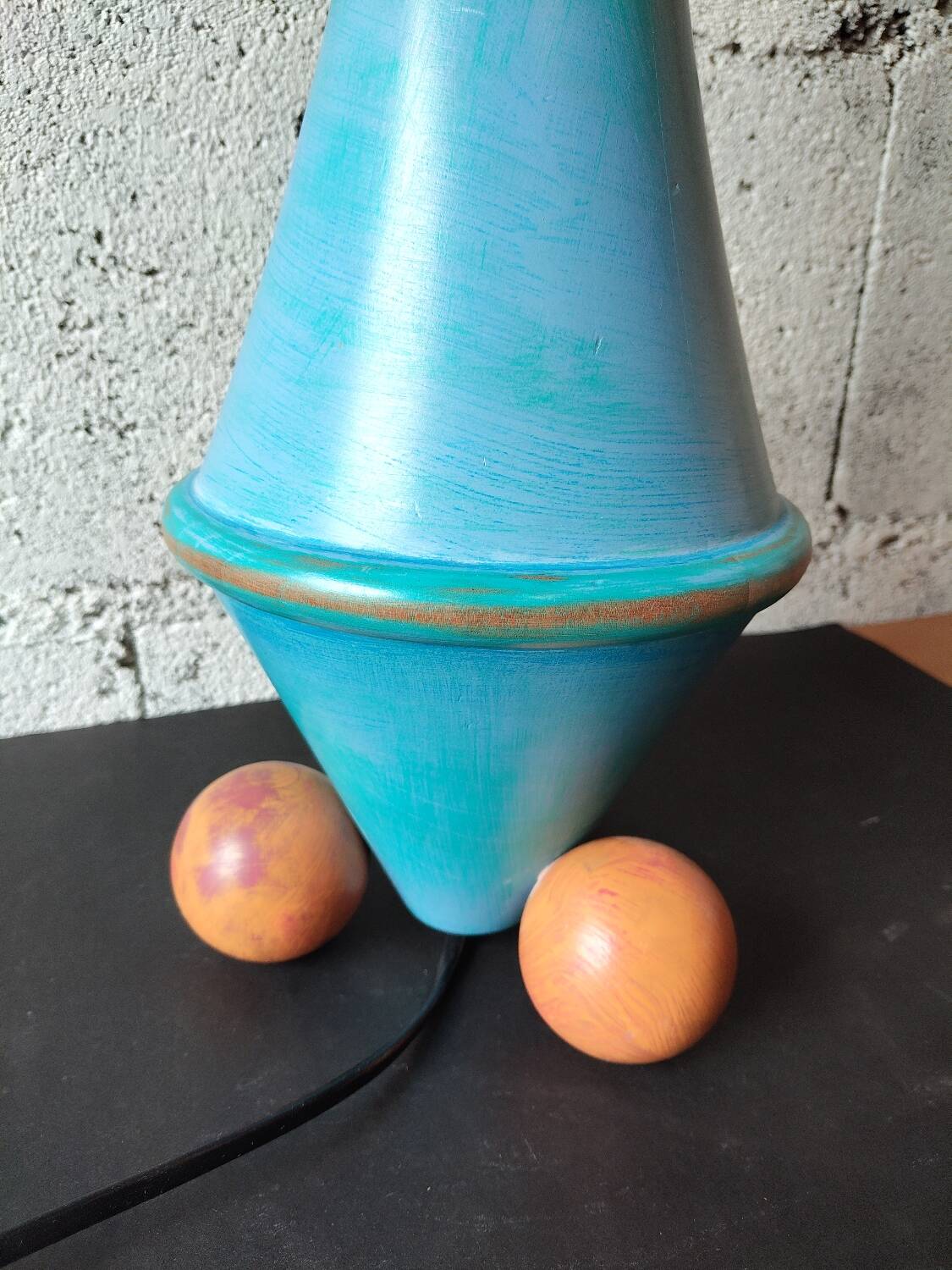 Patinated wooden sculptural lamp – unique piece