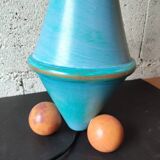 Patinated wooden sculptural lamp – unique piece