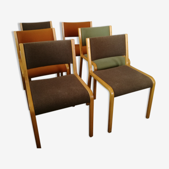 Set of 6 Scandinavian plywood chairs