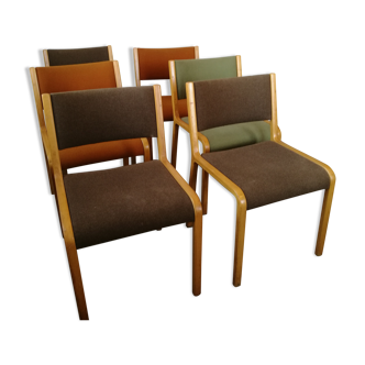 Set of 6 Scandinavian plywood chairs