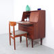 Danish teak secretaire with mirror and pull out desk, 1960s Danish teak secretaire with mirror