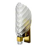 Frosted leaf wall lamp, murano glass, italy, 1970