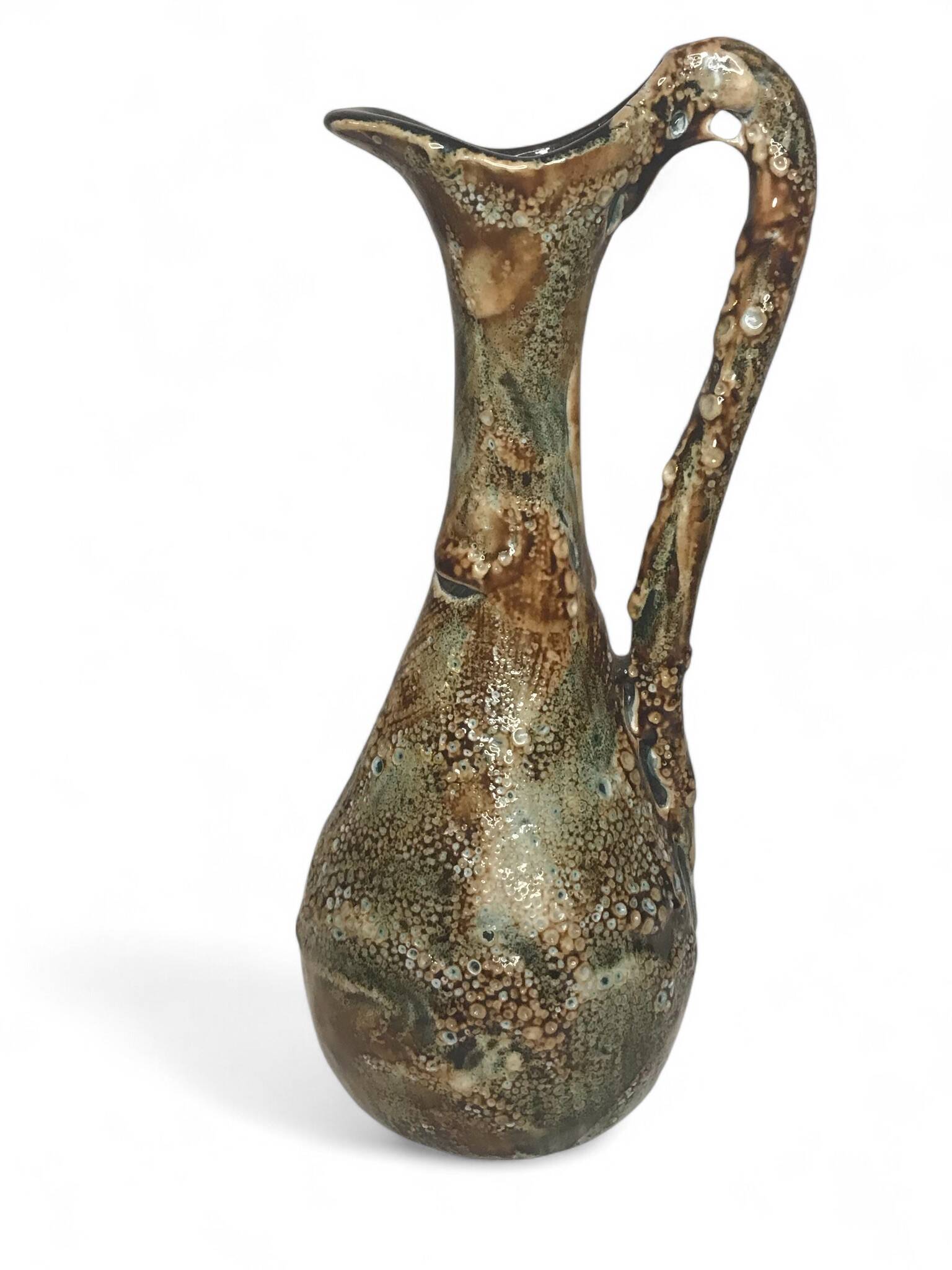 Vintage Fat Lava Ceramic Pitcher Ewer Circa 1960