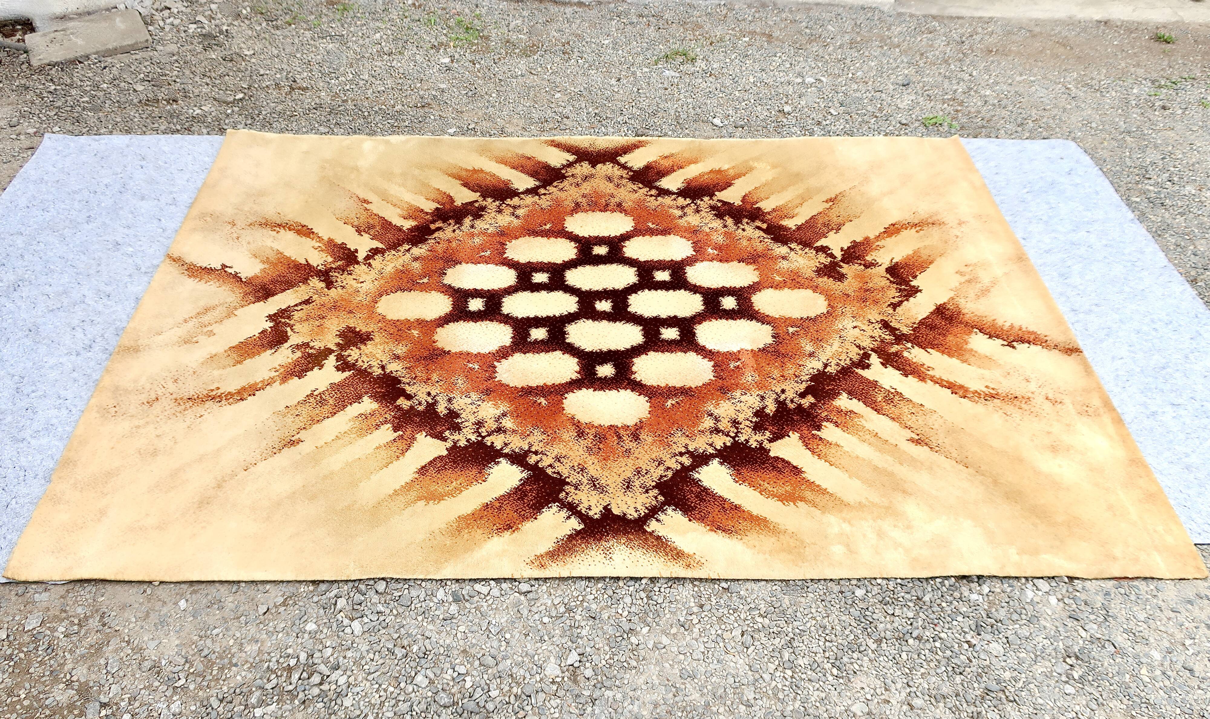 Designer Rug 1970's Pure Wool Velvet, "Amazone" Belgium, 2m x 2.90m, TBE