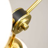 Mid-Century Modern Italian Chandelier in Brass and Opaline Glass, 1960s