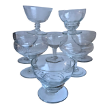 Set of 8 champagne glasses in crystal engraved 50s