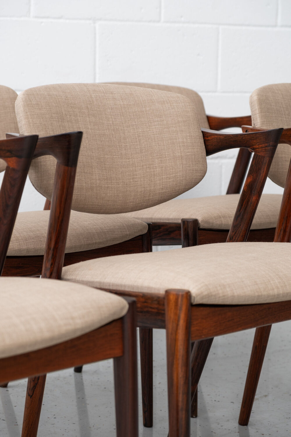 Dining chairs in rosewood, model 42, by Kai Kristiansen.