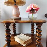 Table d'appoint, chevet en bois tourné