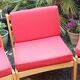 Set of 3 vintage armchairs from the 60s/70s – light wood and red faux leather.