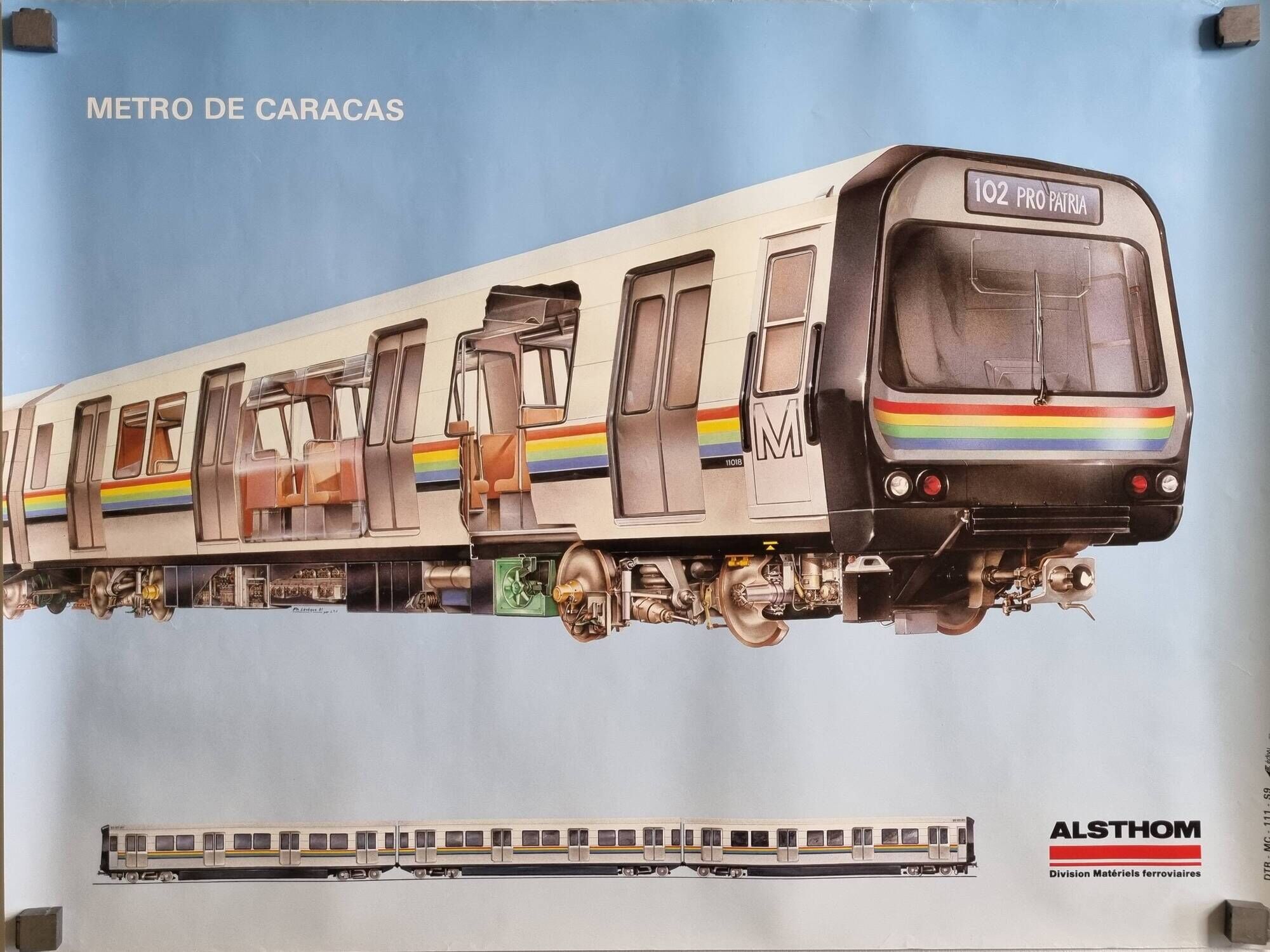 Industrial poster "Caracas Metro" Alsthom, 80s, 60 x 80 cm