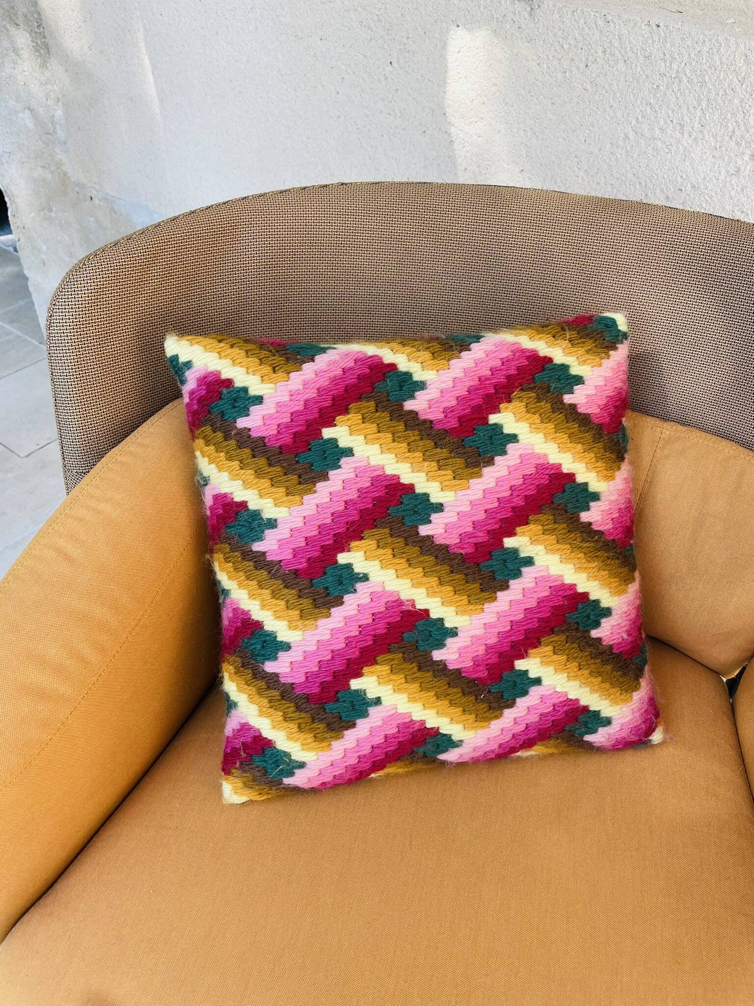 Vintage geometric canvas cushion