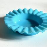 Cendrier verre opalin bleu vintage