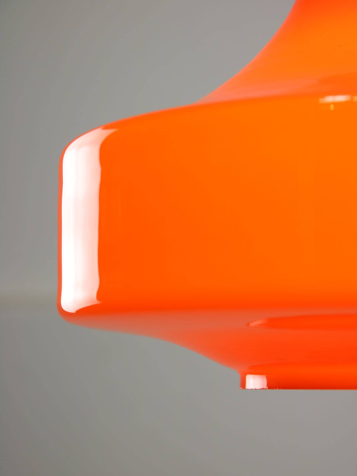 Mid-century italian orange glass & brass pendant lamp