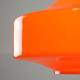 Mid-century italian orange glass & brass pendant lamp