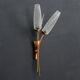 Pair of brass and moulded glass wall lamps, circa 1950