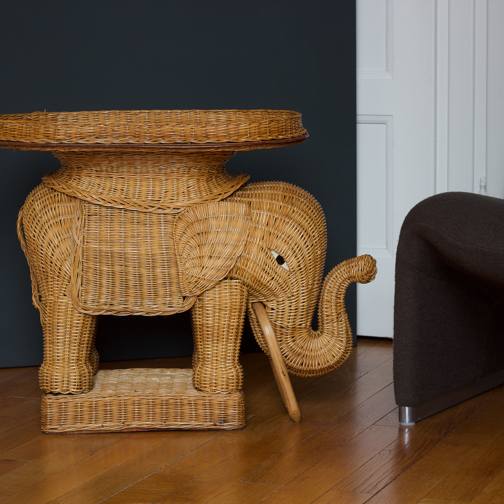 Elephant braided wicker service⎮60s/70s