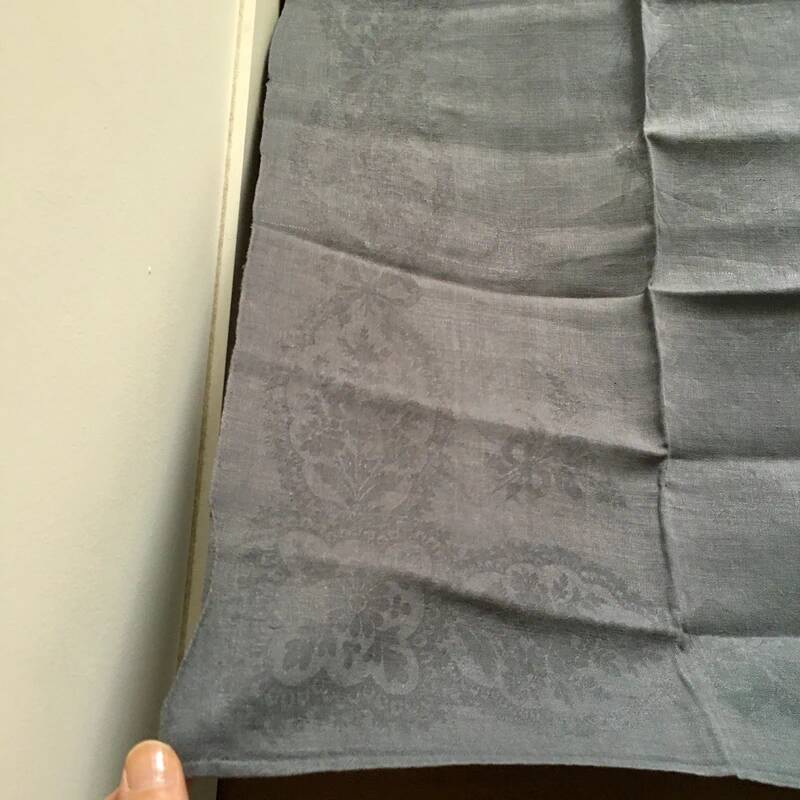 Old embroidered table napkin B N Grey