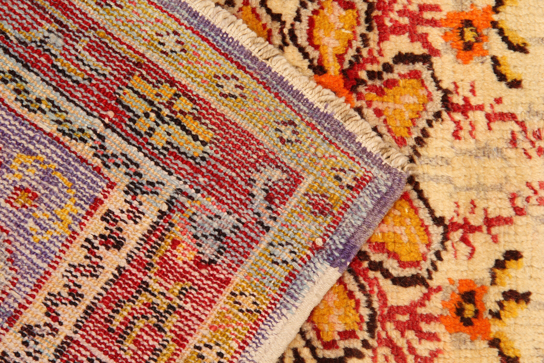 Handwoven orange wool area rug 85x155cm