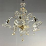 Venetian Chandelier In Golden Murano Glass, 6 Arms Of Light