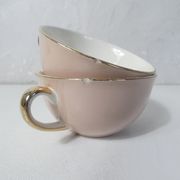 5 tasses Villeroy & Boch rose et or par Lucien Engel