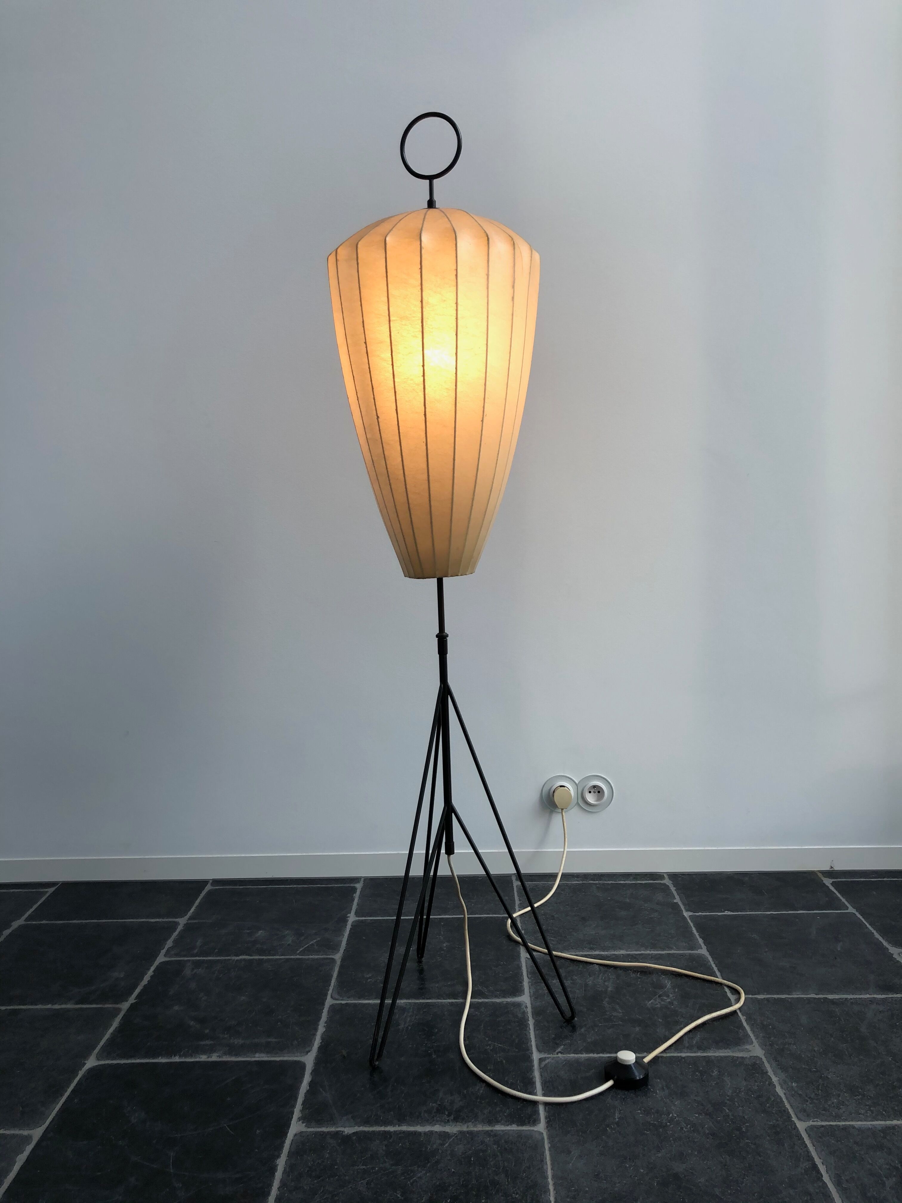 Tripod Cocoon Floor Lamp by H. Klingele for Artimeta, 1950s