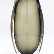 Vintage Thick and Massive Swedish Orrefors Vase in Grey/Green Sommerso Glass