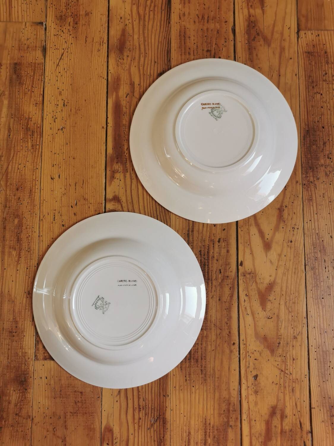 Vintage mismatched yellow and gold soup plates