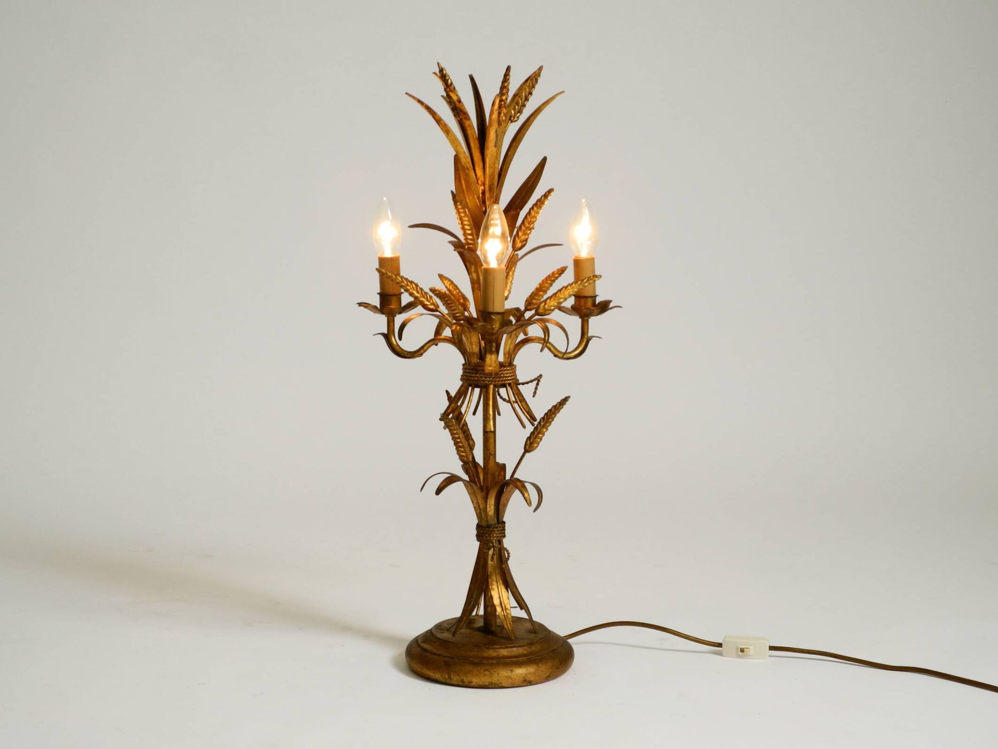 Original 1970s floral table lamp by Hans Kögl in the shape of a wheat sheaf