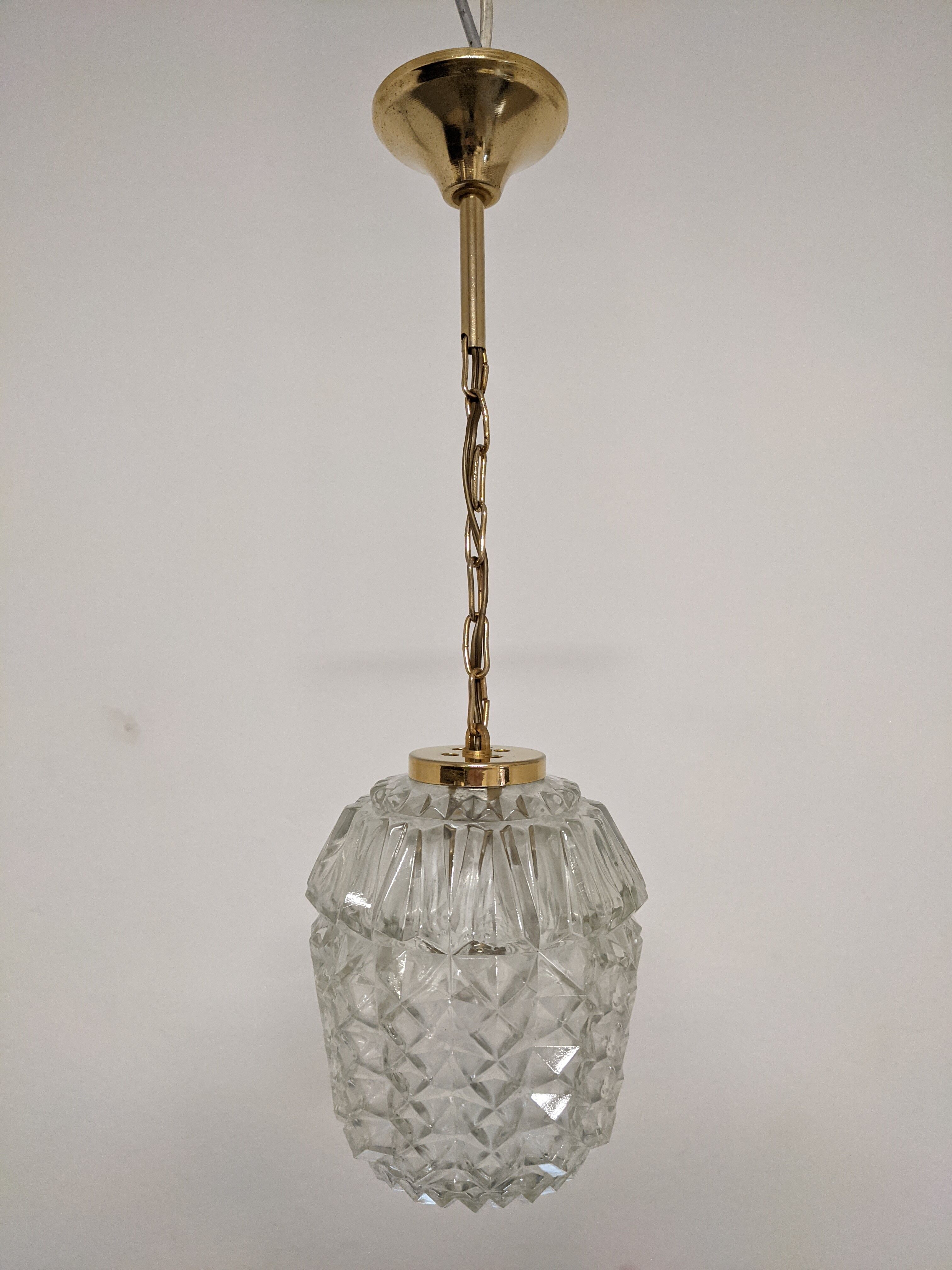 Vintage molded glass pendant lamp from the 50s/60s