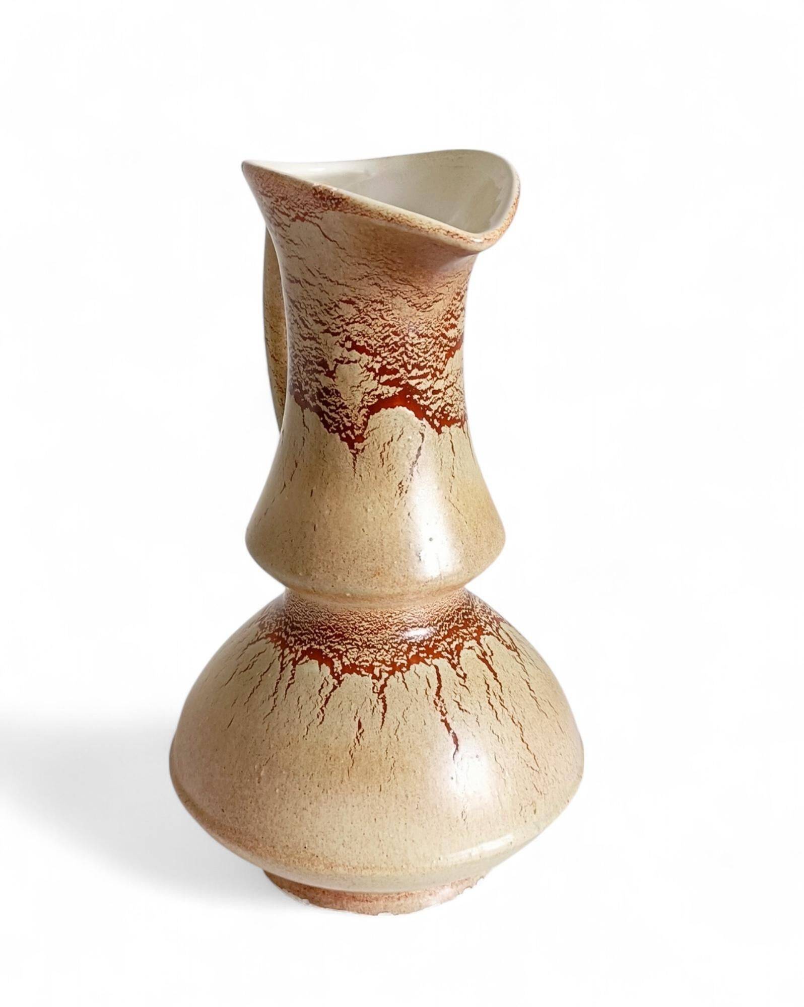 Mid-Century Ceramic Jug Vase by Roberto Rigon for Bertoncello, Signed, 1960s