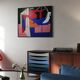 Peinture abstraite bleu cobalt géométrique par Bodasca