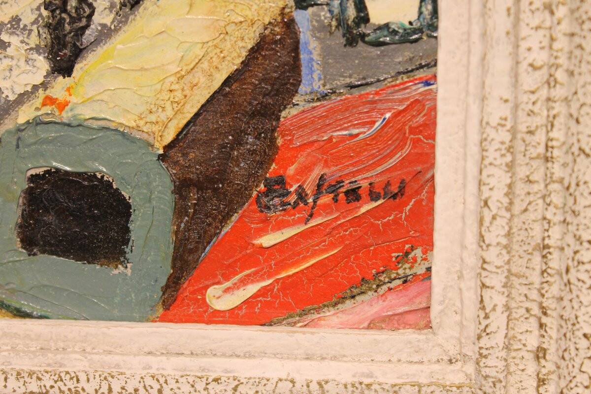 Painting Paris Flea Market, June 1962 - oil on panel