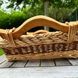 Rectangular burlap wicker basket