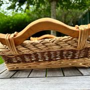 Panier osier toile de jute rectangulaire