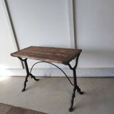 Bistro table/wooden top with cast iron legs