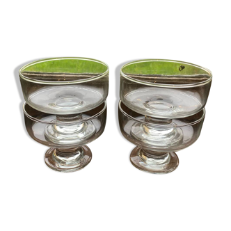 4 coupes en verre, années 70