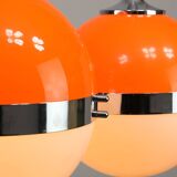 Space Age Italian Orange Pendant Lamps, Set of 2