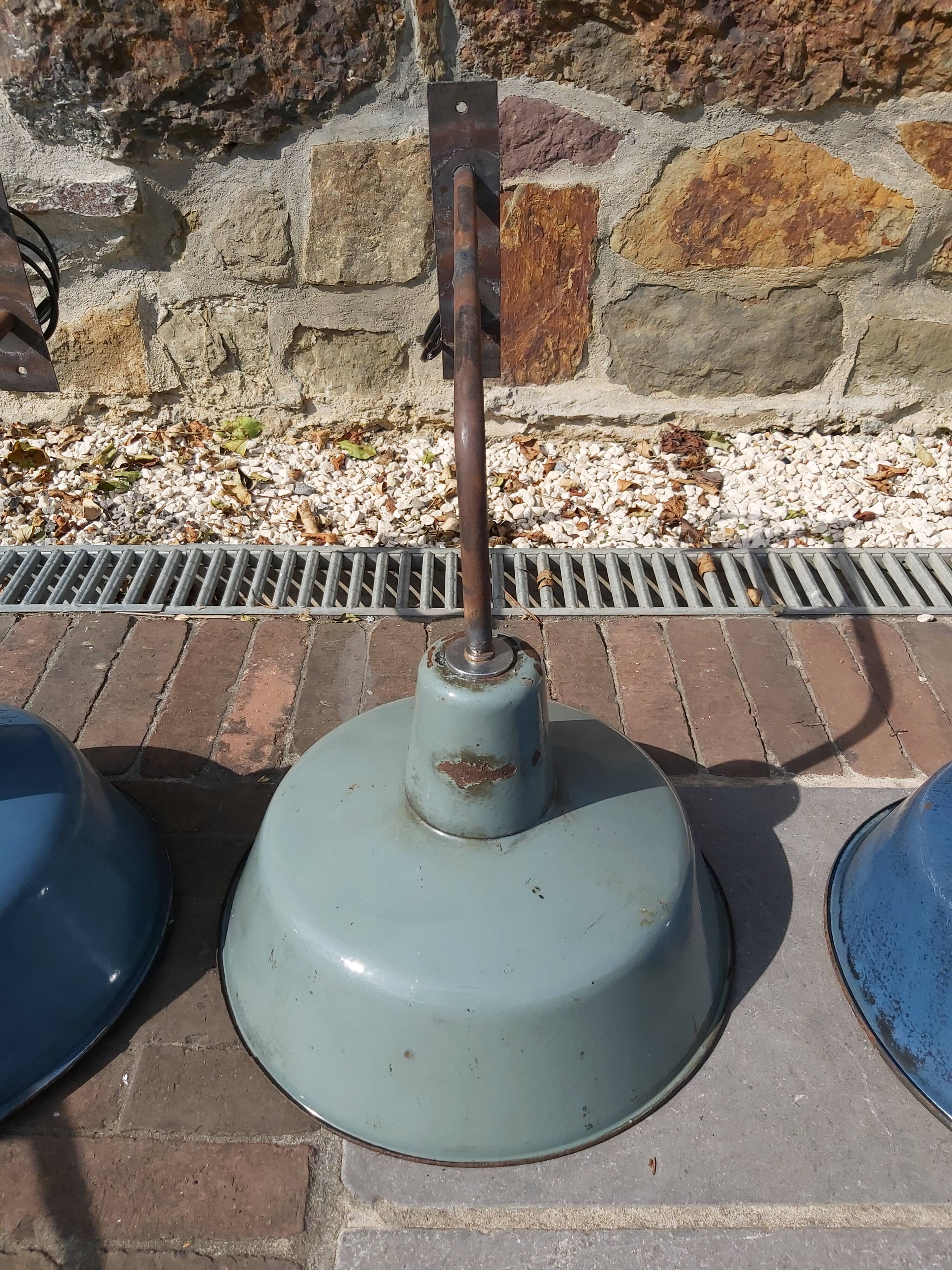 Set of 5 enamelled industrial wall lamps, 60s