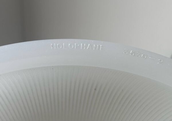 Applique vintage moderniste Perzel, chrome et verre holophane, France 1930