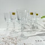 6 vintage Cristal d'Arques Chantelle red wine glasses