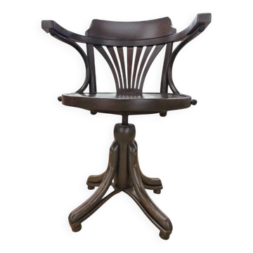 Chaise de bureau pivotante en bois cintré de style sécession viennoise / Art Nouveau