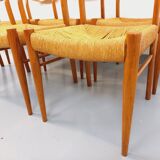 Set of 6 vintage teak Danish rope chairs Gessef Consorzio Sedie Friuli