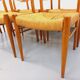 Set of 6 vintage teak Danish rope chairs Gessef Consorzio Sedie Friuli